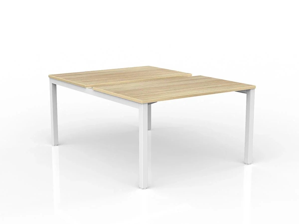 OL Axis 2-User Double Sided Workspace – Oak Top White Frame