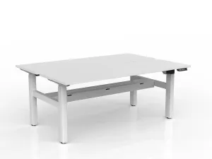 OL Agile 2 Column Electric Height Adjustable Shared Desk White Top White Frame thumbnail 15