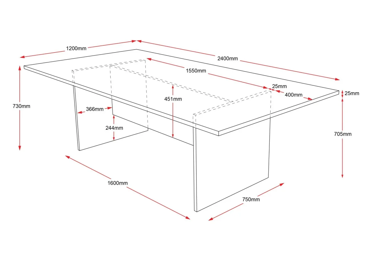RL Rapid Worker Ironstone Base Boardroom Table