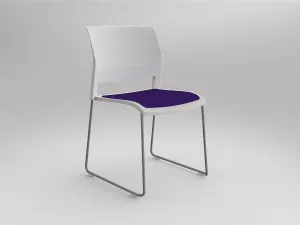 OL Game Slade Base Fabric Seat Hospitality Stacking Chair - White Shell thumbnail 7