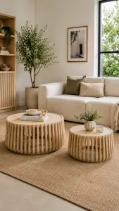 CR Rails Solid Timber Round 2 Piece Coffee Table Set thumbnail 6