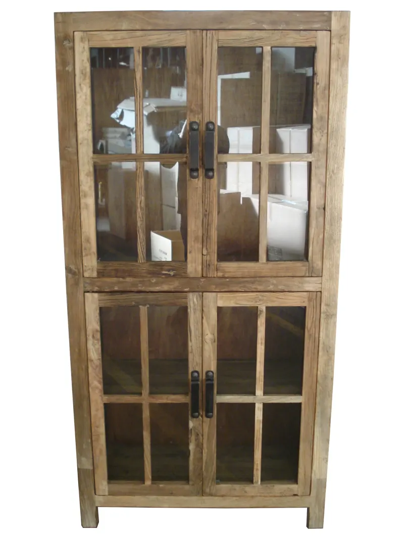 MF Recycled Elm Timber Cabinet with Glass Doors