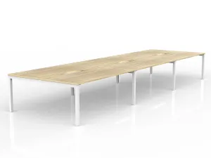 OL Axis 6-User Double Sided Workspace – Oak Top with White Frame thumbnail 15
