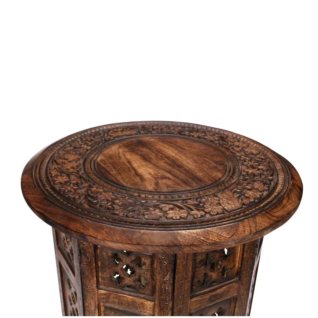 VI Round Solid Timber 8 Octagone Leg Side Table