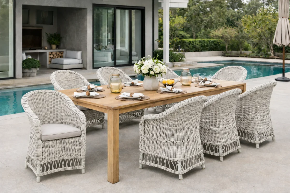 CR Ohana Wicker Outdoor Dining Armchair with Cushion
