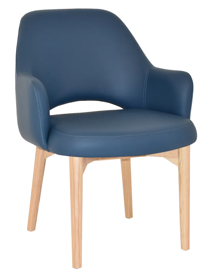 EZ Albury Solid Natural Stained Timber Upholstered Hospitality Dining Armchair - XL