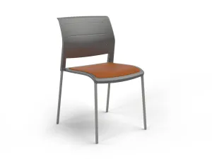 OL Game 4 Legs Upholstered Seat Visitor Stacking Chair - Charcoal Shell thumbnail 1
