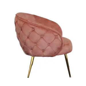 BT York Accent Chair - Diamond Tufted, Blush, Gold & Floral Deluxe Velvet thumbnail 2