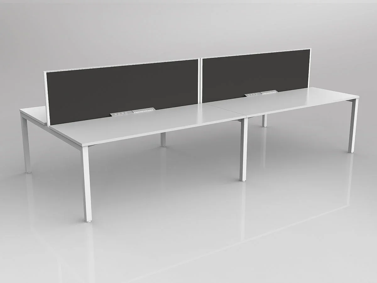 OL Axis 4 User Double Sided Workstation with Screen - Splice Fabric