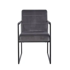VI Conrad Velvet Upholstered Black Metal Legs Dining Chair thumbnail 7