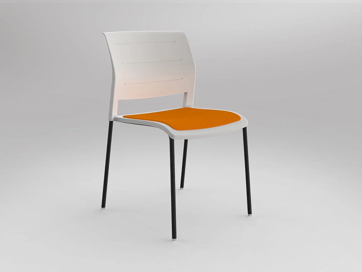 OL Game Upholstered Seat Breakout Chair -4 Legs White Shell