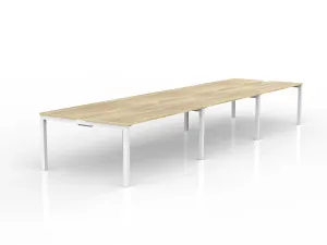 OL Axis 6-User Double Sided Workspace – Oak Top with White Frame thumbnail 13