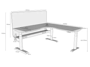 RL Boost+ Height Adjustable Corner Workstation with Black Eco Panel Screen 1P thumbnail 3