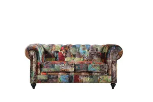 BT Chesterfield Velvet Upholstered 2 Seater Sofa Patchwork thumbnail 1
