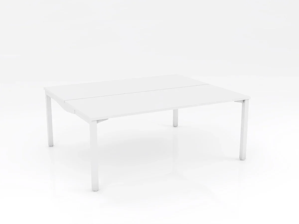 OL Axis Stretch Double Sided 2 User Desk – White Top with White Frame