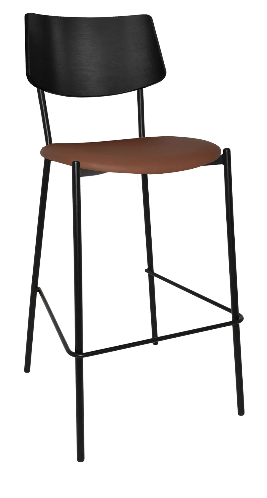 EZ Texas Black Metal Leg Barstool with Black Veneer Back