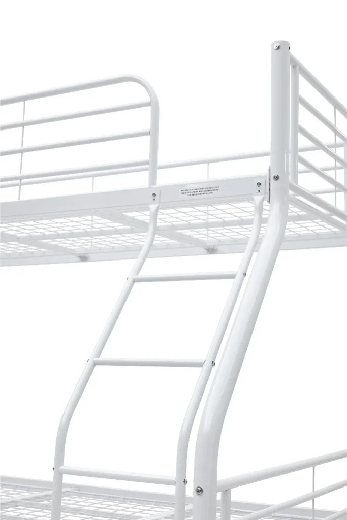 VI Tiamo Metal Single Over Double Bunk Bed - White and Black