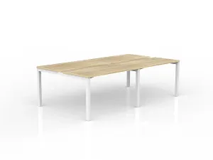 OL Axis 4-User Double Sided Workspace – Oak Top with White Frame thumbnail 6