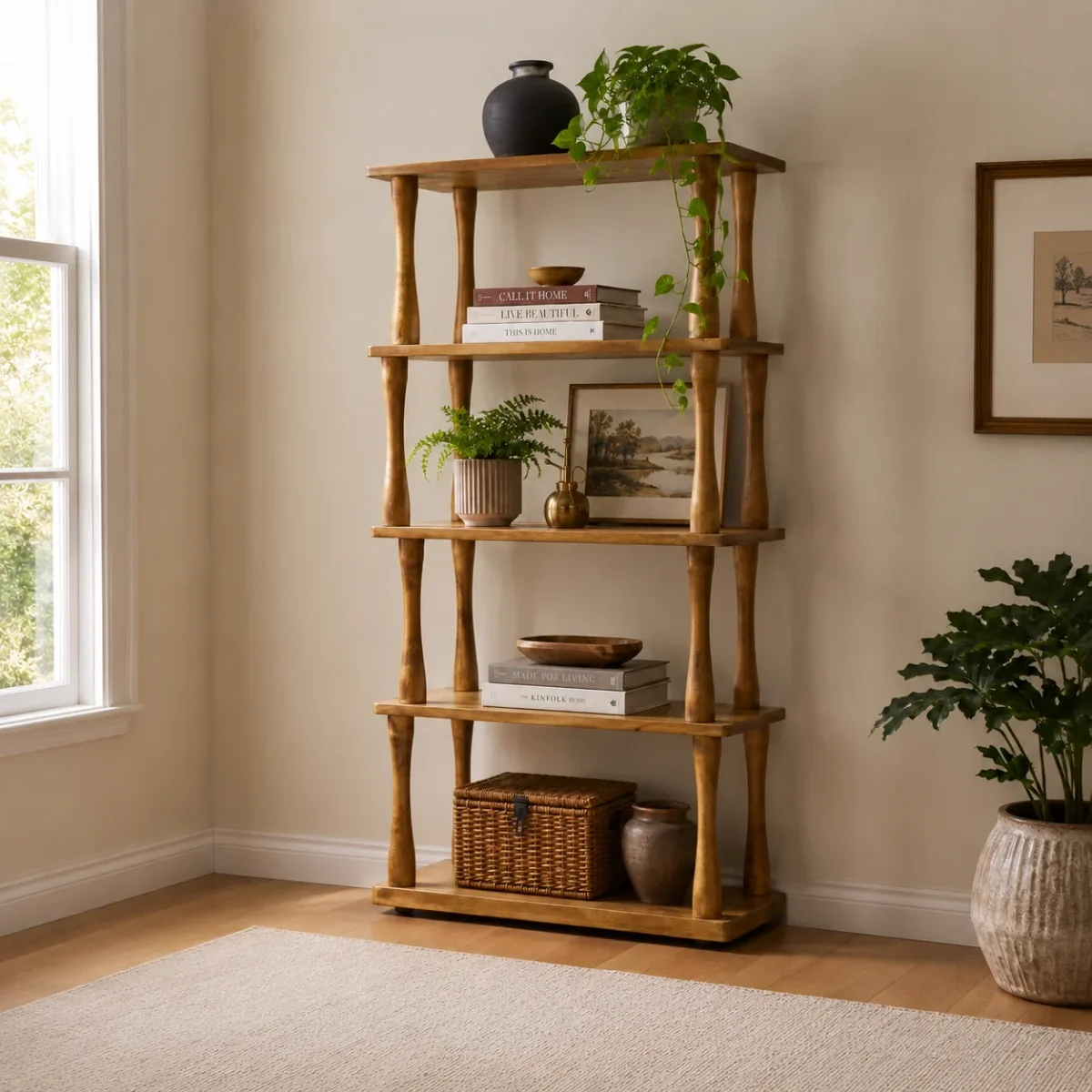 CR Carlos Solid Timber 4 Shelf Bookcase