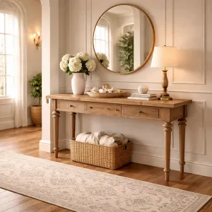 MF Morocco Recycled Elm Timber 3 Drawer Hall Table thumbnail 3