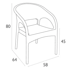 FL 7 Piece Tahiti Hospitality Outdoor Dining Table with Panama Chair thumbnail 3