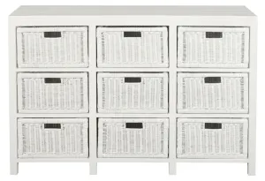 CT Hamptons Solid Timber Frame Rattan 9 Drawer Chest of Drawers thumbnail 1
