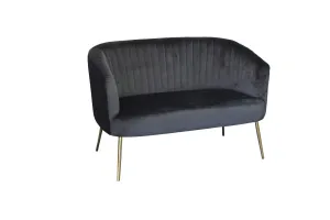 BT Perla Velvet Upholstered Fluted Back 2 Seater Armchair thumbnail 1