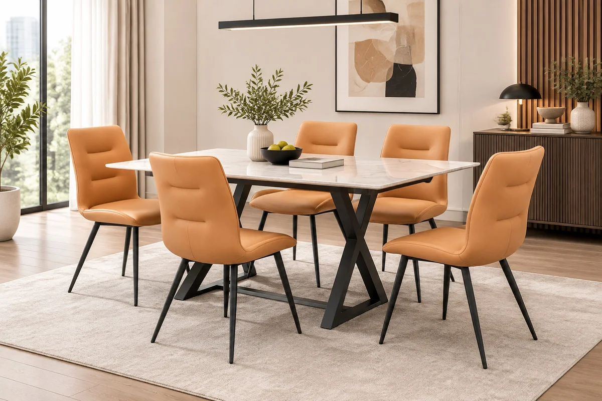 MD Norwest PU Upholstered Metal Leg Dining Chair