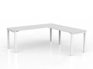 OL Axis Melamine Top Metal Frame Office Desk with Return thumbnail 1