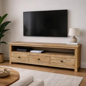 MF Kensington Solid Timber 3 Drawer TV Unit thumbnail 2