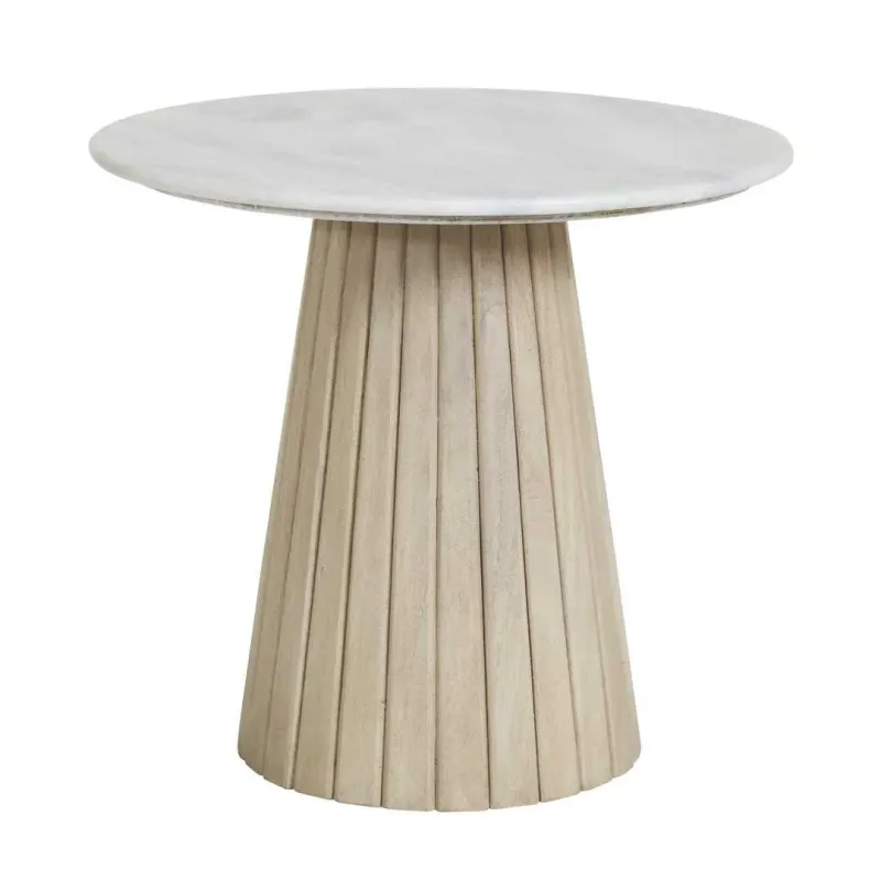 SH Marseille Timber Base Marble Top Round Side Table