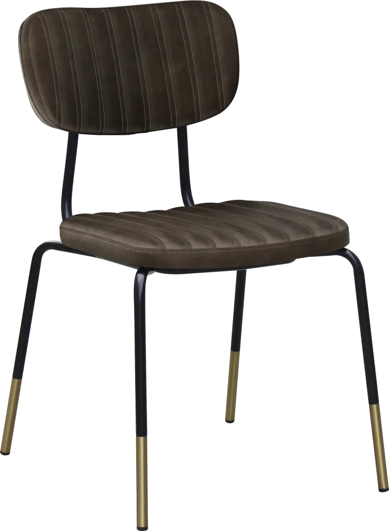 FL Tiramisu Premium Vinyl Upholstered Black Frame Brass Tip Function Chair