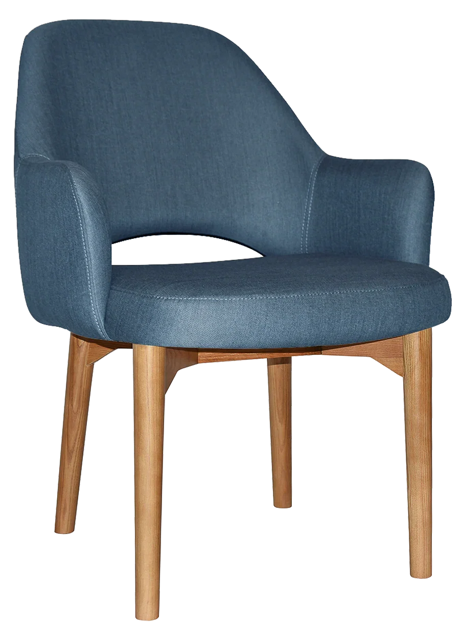 EZ Albury Solid Oak Stained Timber Upholstered Hospitality Dining Armchair - XL
