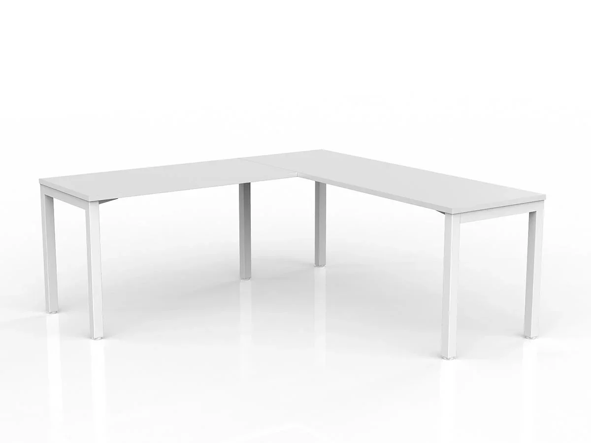 OL Axis Melamine Top Metal Frame Office Desk with Return