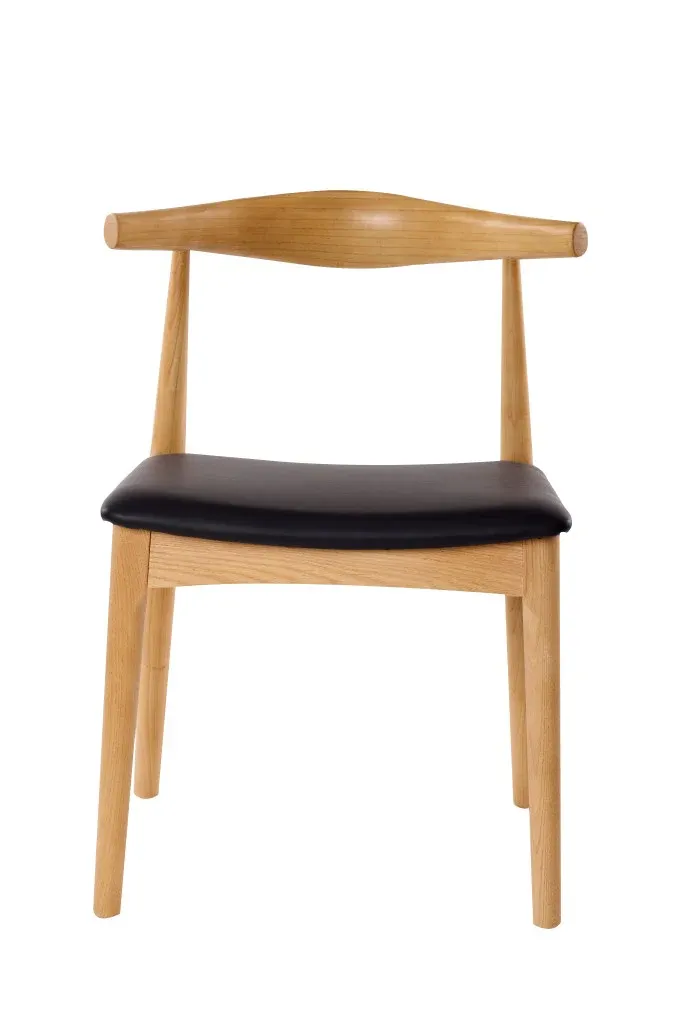 VI Leif Elbow PU Leather Seat Timber Leg Dining Chair