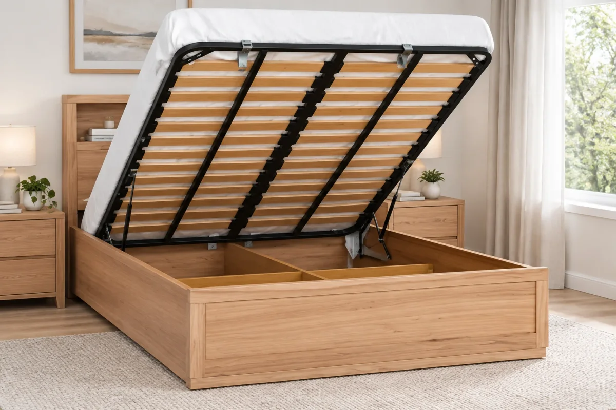MD Moni Messmate Timber Gas Lift Storage Bed