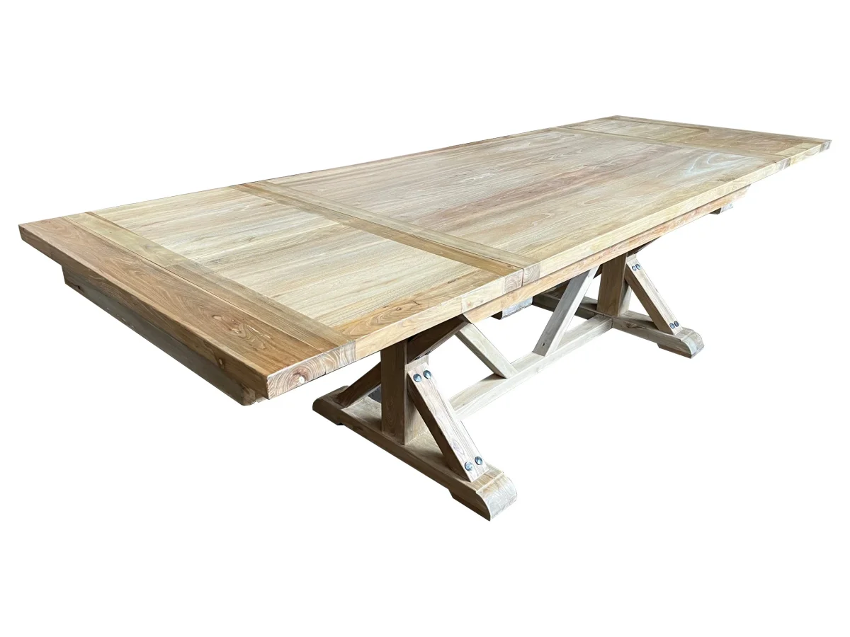 MF Morris Solid Timber Dual Butterfly Base Extendable Dining Table