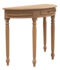 CT Nueva Solid Mindi Timber Turn Legs Half Round Sofa Table thumbnail 3
