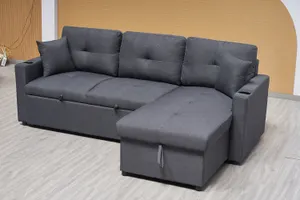 BT Ellie Fabric Upholstered 2 Seater Sofabed with Storage Chaise thumbnail 3