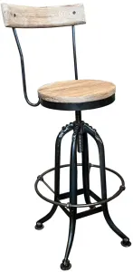 MF Elm and Iron Bar Stool with Backrest thumbnail 2