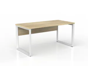 OL Anvil Straight Desk with Modesty – Oak Top with White Frame thumbnail 5