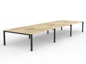 OL Axis 6-User Double Sided Workspace – Oak Top with Black Frame thumbnail 14