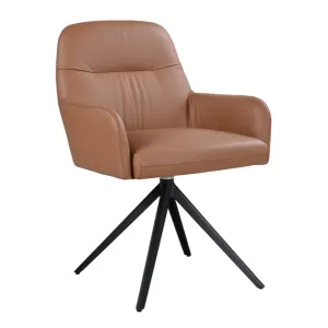 VI Calvin Leather Upholstered Metal Legs Swivel Armchair thumbnail 1