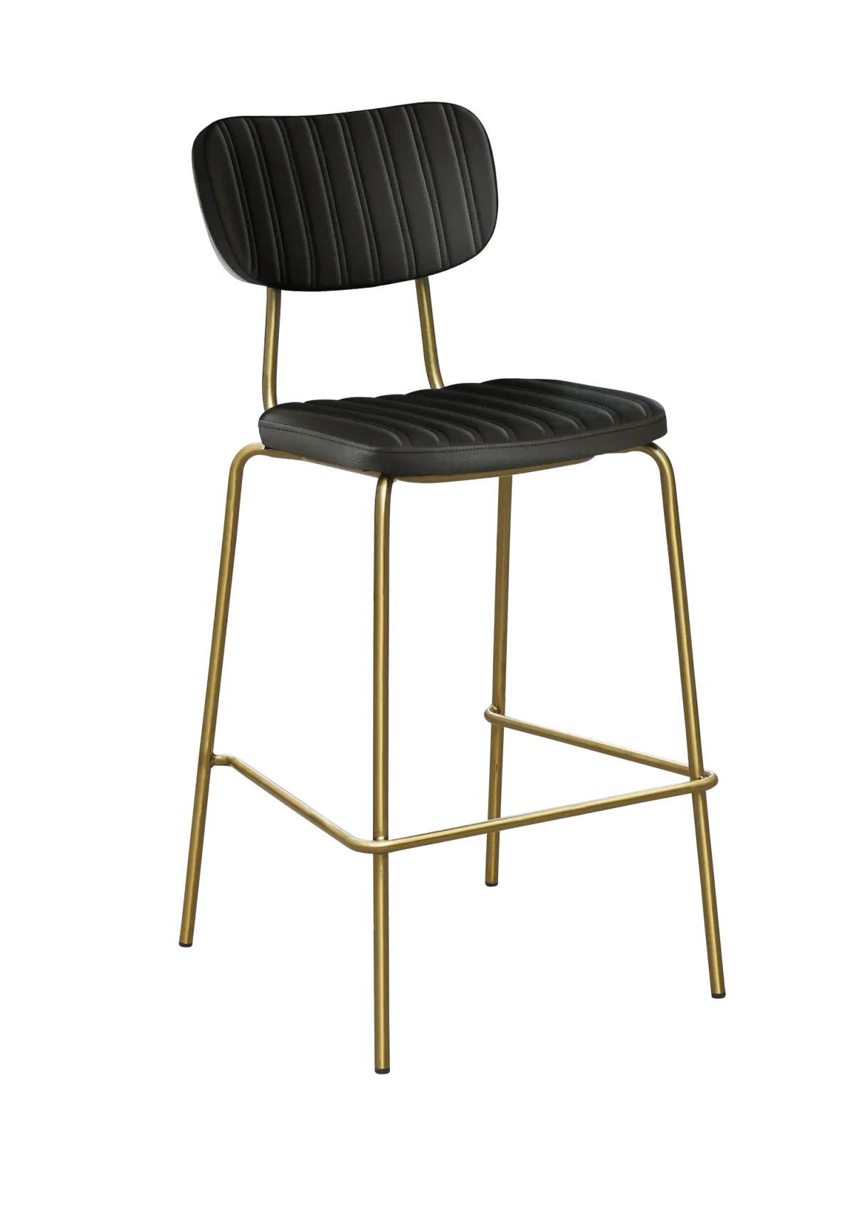 FL Tiramisu Vinyl Upholstered Brass Frame Hospitality Barstool