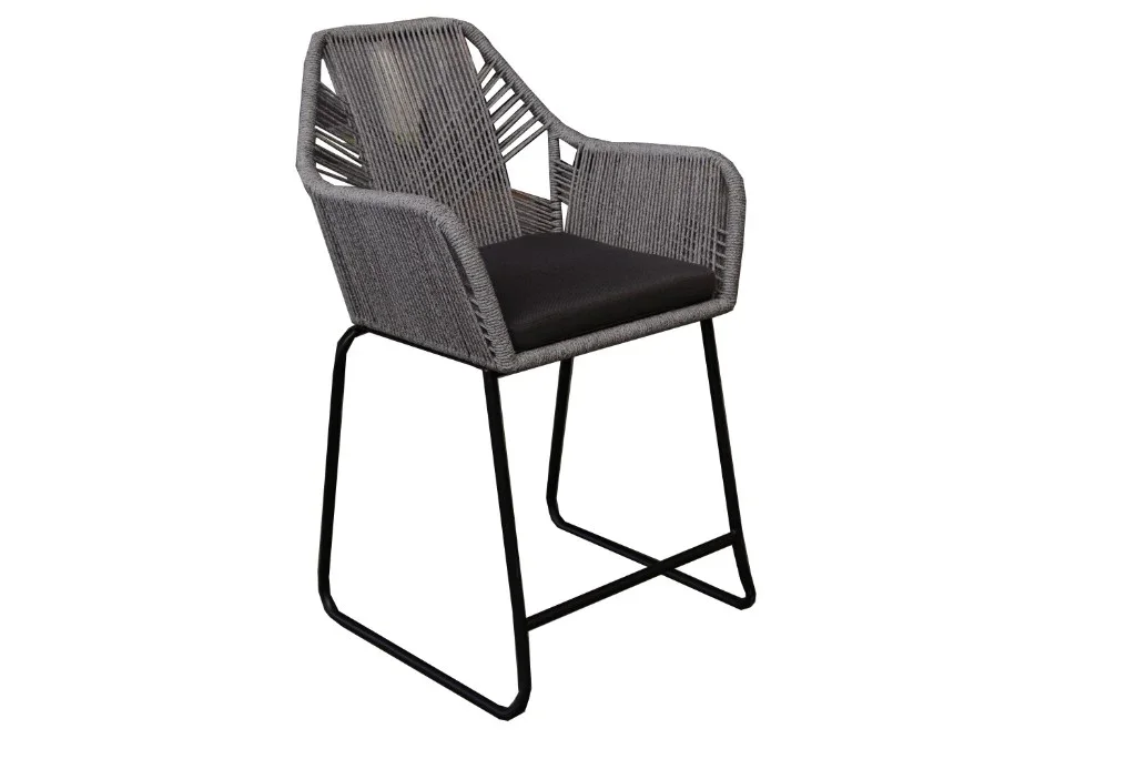 VI Faro Metal Sled Base Round Rope Outdoor Bar Chair