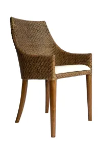 CR Georgia Timber Framed Rattan Back Fabric Seat Dining Chair thumbnail 3