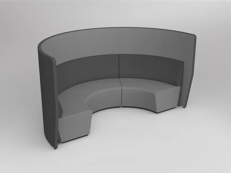 OL Motion Arc 3 Seater Reception Area Lounge with 1.4M High Privacy Wall