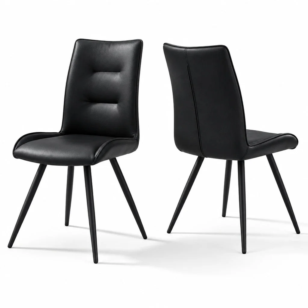 MD Norwest Black PU Upholstered Metal Leg Dining Chair