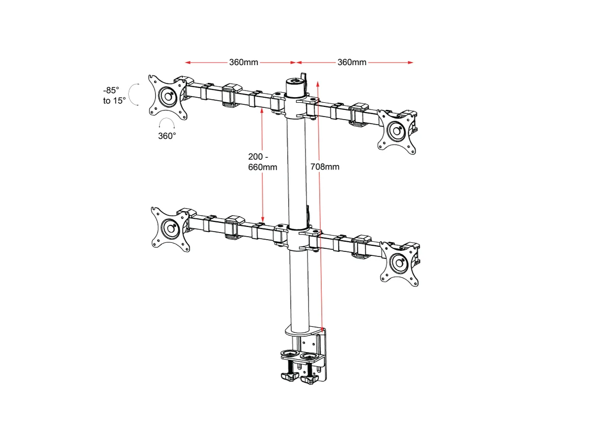 RL Revolve Quad Monitor Arm