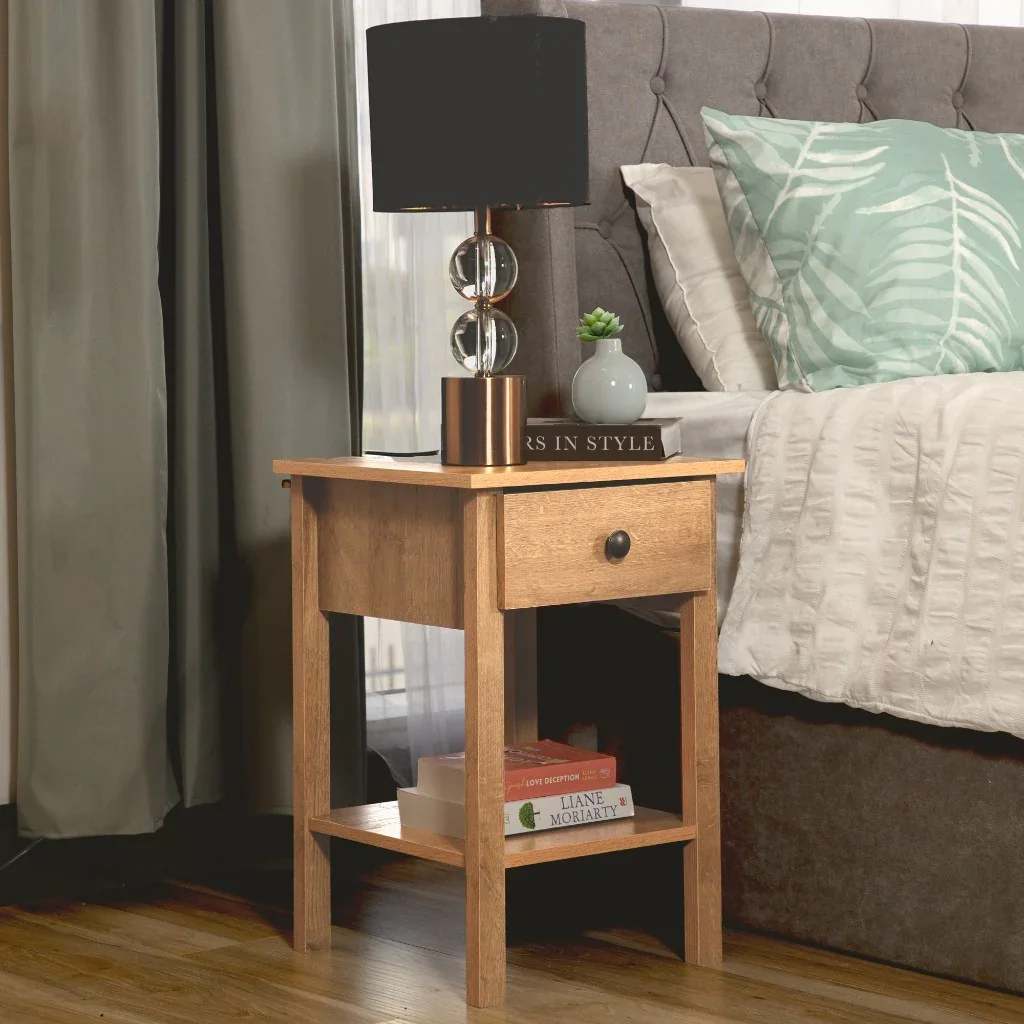 VI Declan 1 Drawer and Shelf Bedside Table